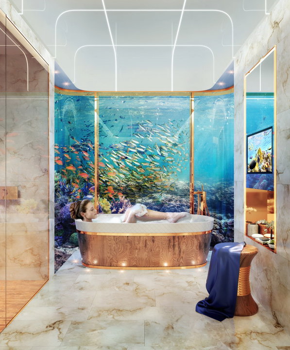 A fürdőkádból fantasztikus kilátás nyílik a víz alatti világra / Fotó: Profimedia-Reddot
