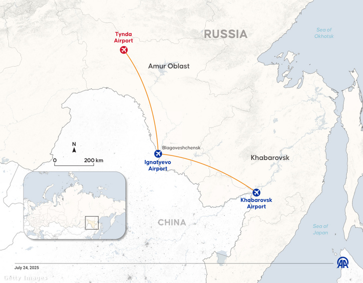 Habarovszk–Blagovescsenszk–Tynda útvonalon haladt az az An-24 utasszállító repülőgép, amelyik több mint 40 emberrel a fedélzetén lezuhant az oroszországi Amuri területén, a célállomás, Tynda közelében
