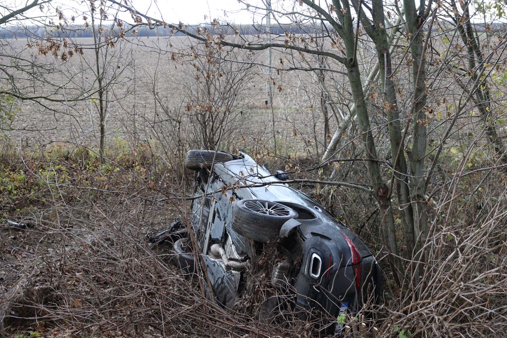 20251117_Tolna_Baleset_Fának csapódott egy autó Tolna közelében: egy embert a tűzoltók szabadítanak ki_ Foto:Mártonfai Dénes_Tolnai Népújság_MD_TN